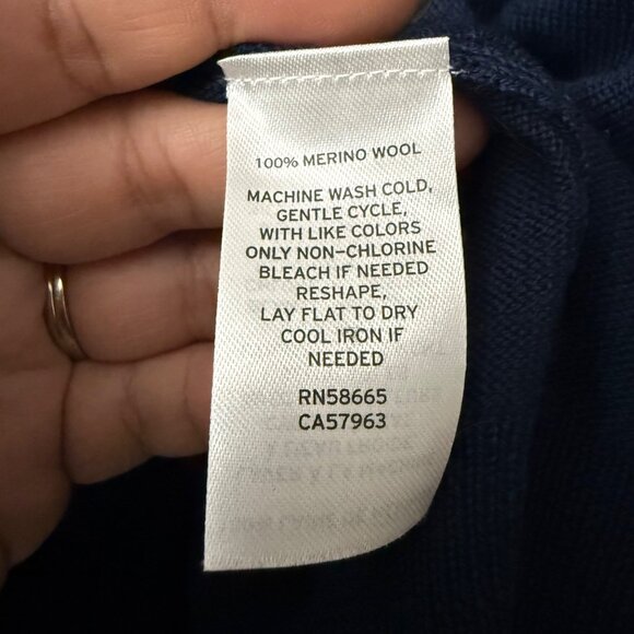 Nordstrom Navy 100% Merino Wool Washable 1/4 Zip Pullover Sweater Mens Large - Picture 5 of 5